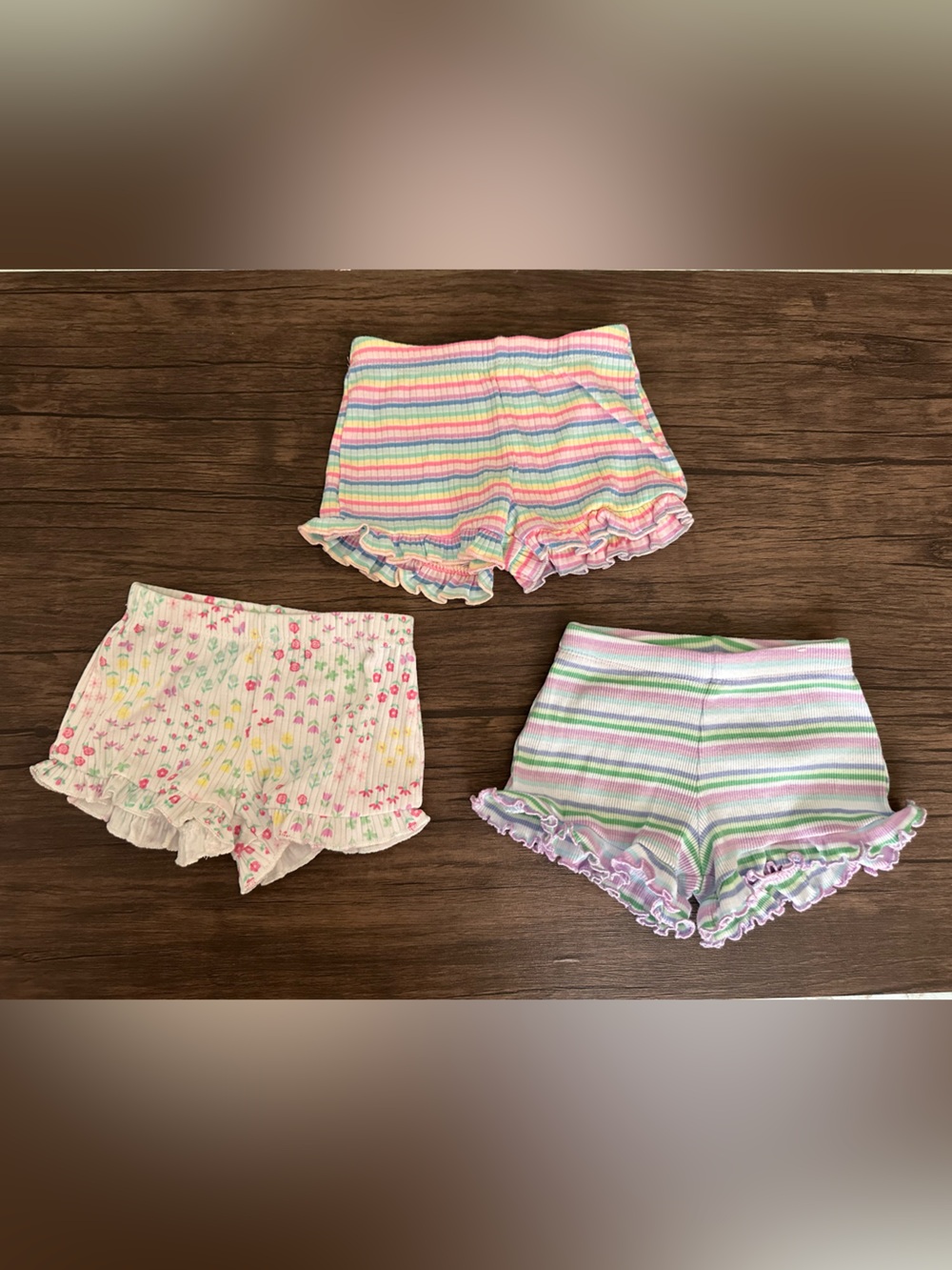 Girls' Garanimals Ruffle Elastic Waist Shorts 3-6M Set of 3